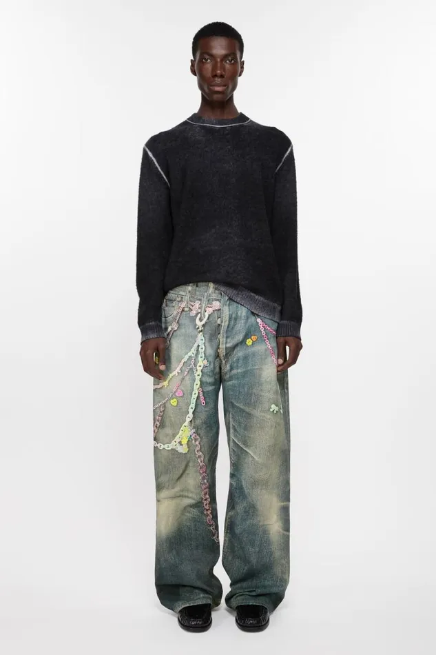 Acne Studios Baggy Fit Jeans 8211 1981M Mid Blue Man Jeans