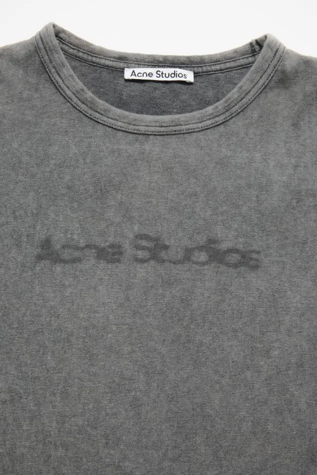 Acne Studios Blurred Logo Tshirt 8211 Fitted Unisex Fit Faded Grey Man Tshirts