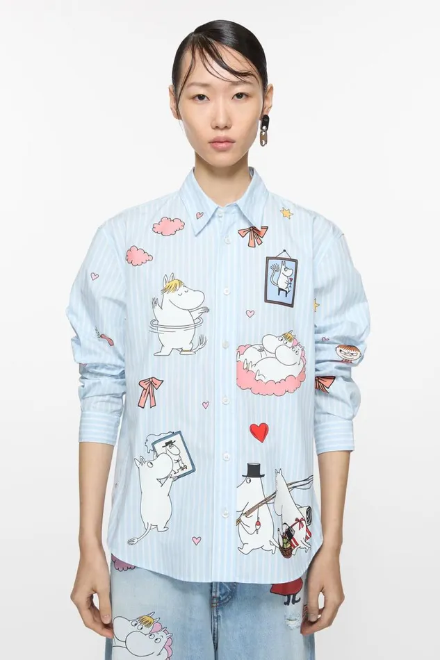 Acne Studios Buttonup Shirt Acne Studios X Moomin Bluewhite Woman Shirts and Blouses