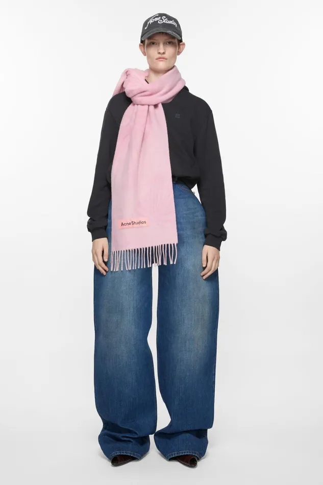 Acne Studios Cashmere Jacquard Scarf Baby Pink Woman Scarves