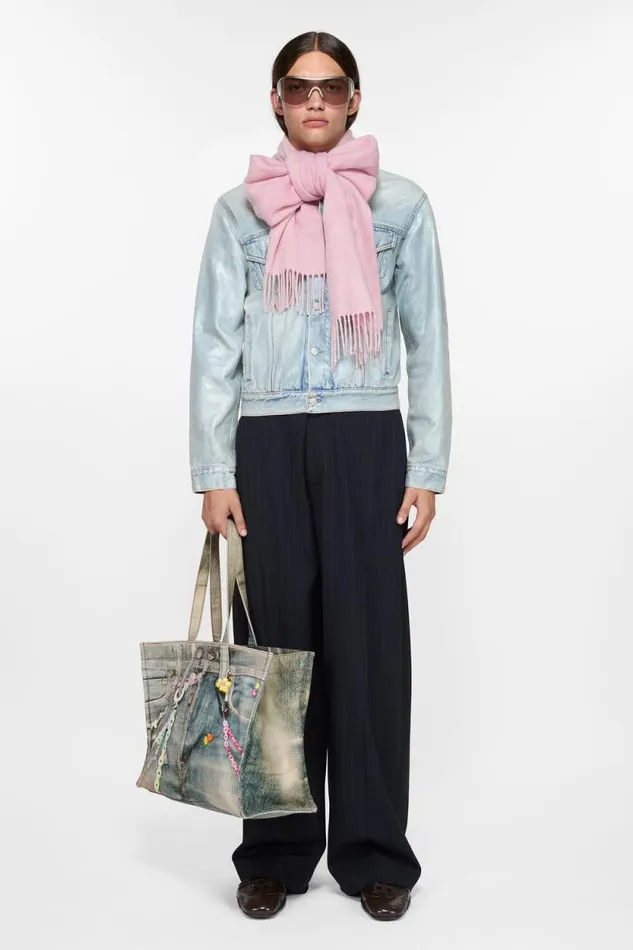 Acne Studios Cashmere Jacquard Scarf Baby Pink Woman Scarves