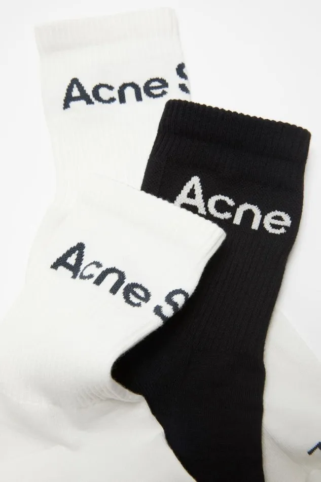 Acne Studios Cotton Logo Socks 8211 3 Pack Whitewhiteblack Woman Socks