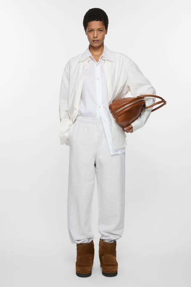 Acne Studios Cotton Sweatpants Pale Grey Melange Woman Trousers