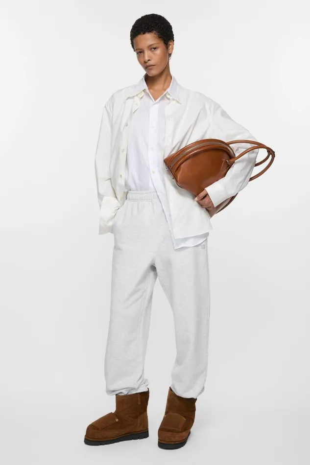 Acne Studios Cotton Sweatpants Pale Grey Melange Woman Trousers