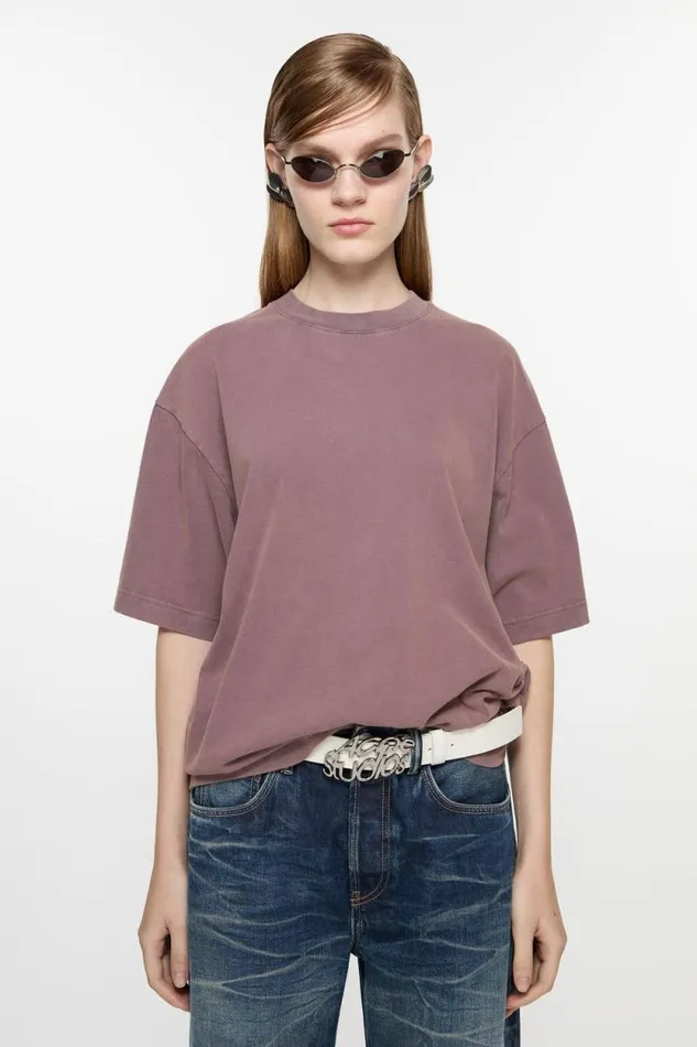 Acne Studios Crew Neck Tshirt 8211 Relaxed Unisex Fit Plum Purple Woman Tshirts Acne Studios Crew Neck Tshirt 8211 Relaxed Unisex Fit Plum Purple Woman Tshirts