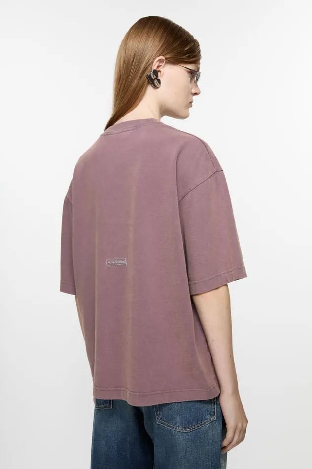 Acne Studios Crew Neck Tshirt 8211 Relaxed Unisex Fit Plum Purple Woman Tshirts