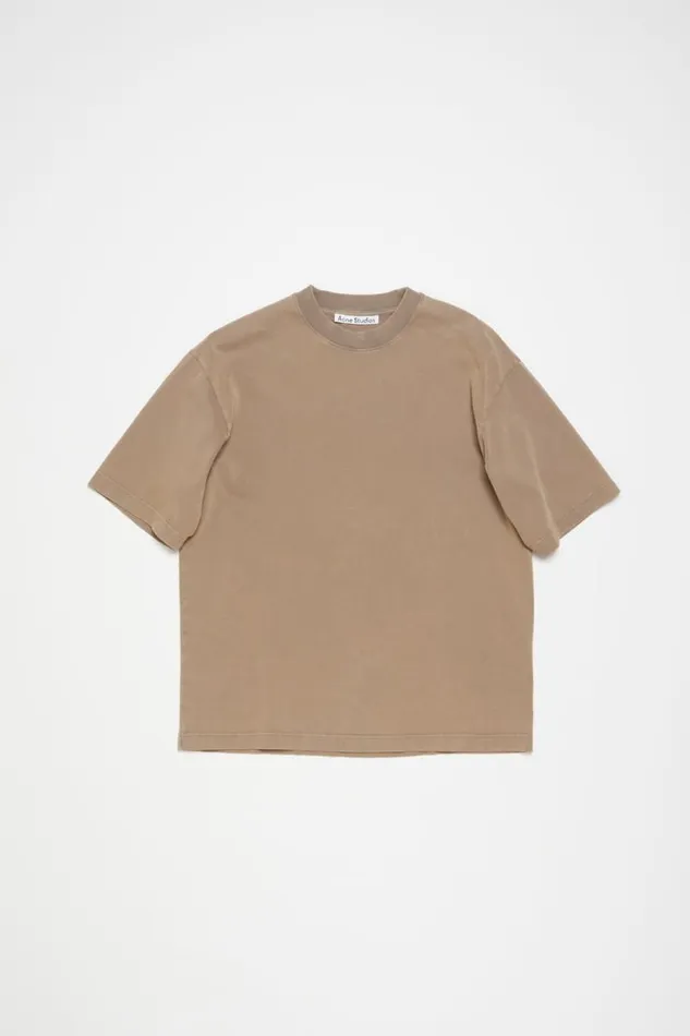Acne Studios Crew Neck Tshirt 8211 Relaxed Unisex Fit Taupe Brown Woman Tshirts