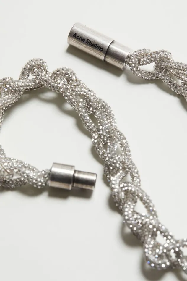 Acne Studios Crystal Cord Necklace Antique Silversilver Man Jewellery
