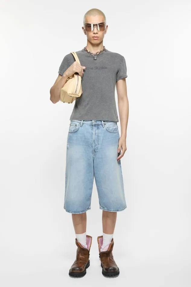 Acne Studios Denim Shorts 8211 Loose Fit Light Blue Man Shorts