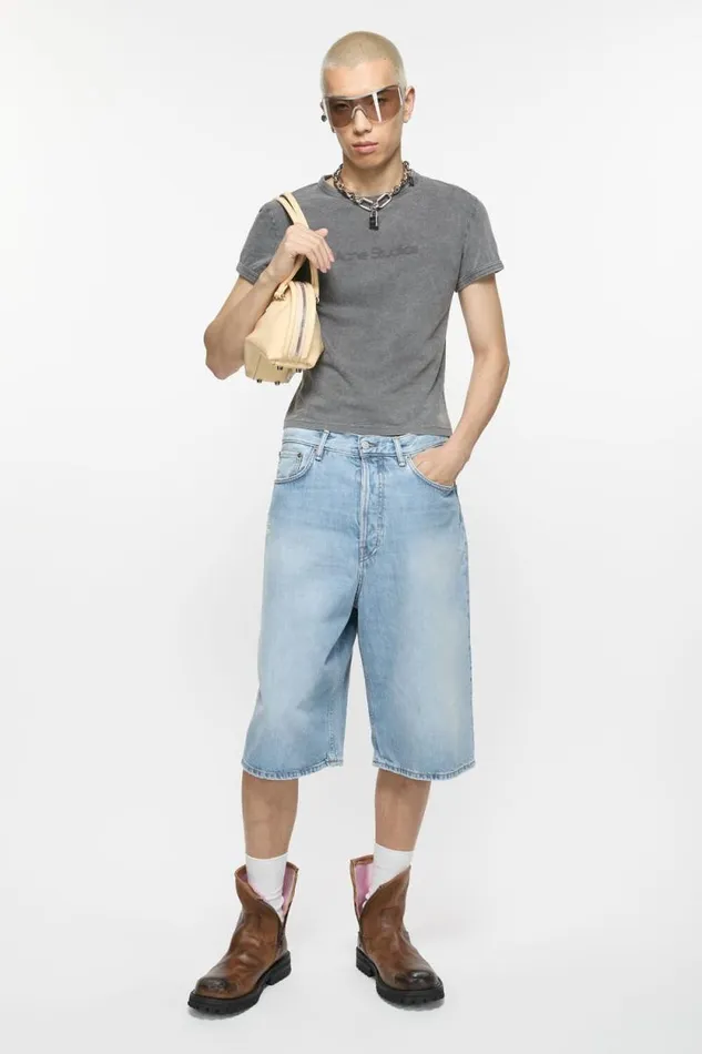 Acne Studios Denim Shorts 8211 Loose Fit Light Blue Man Shorts