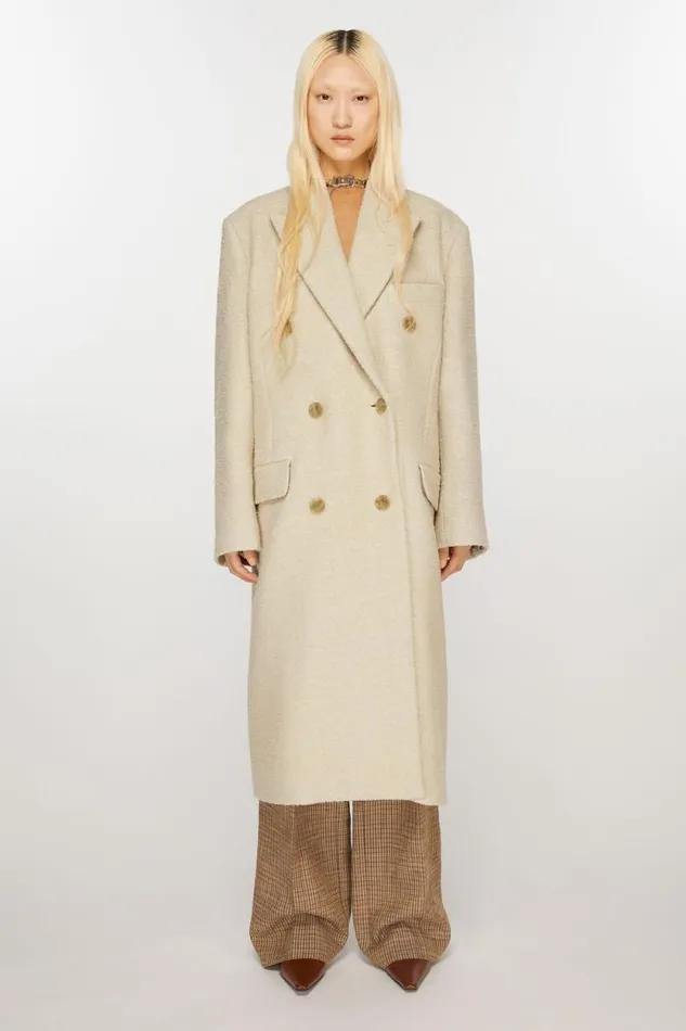 Acne Studios Doublebreasted Wool Coat Warm White Woman Outerwear