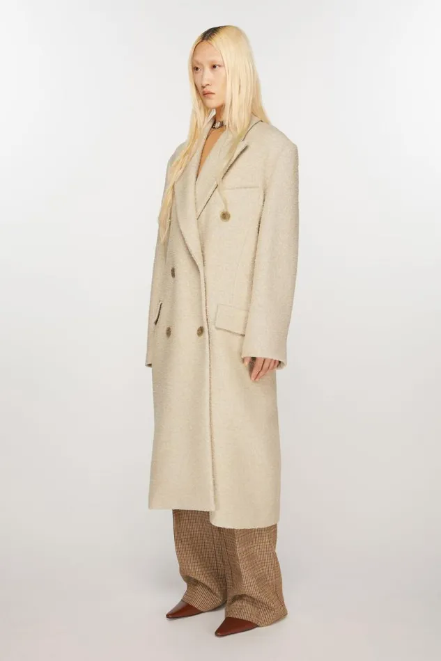 Acne Studios Doublebreasted Wool Coat Warm White Woman Outerwear