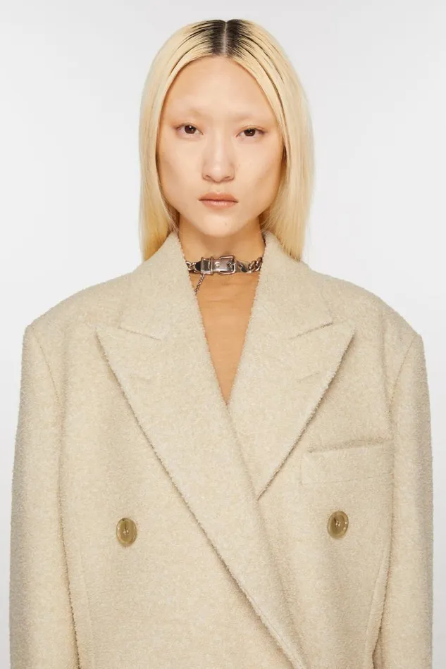 Acne Studios Doublebreasted Wool Coat Warm White Woman Outerwear
