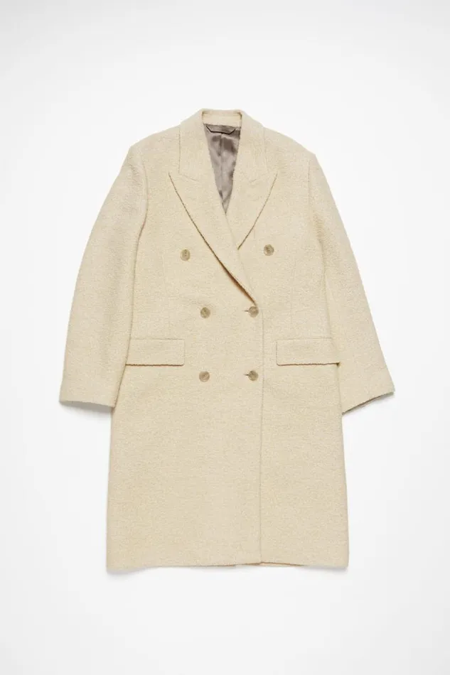Acne Studios Doublebreasted Wool Coat Warm White Woman Outerwear