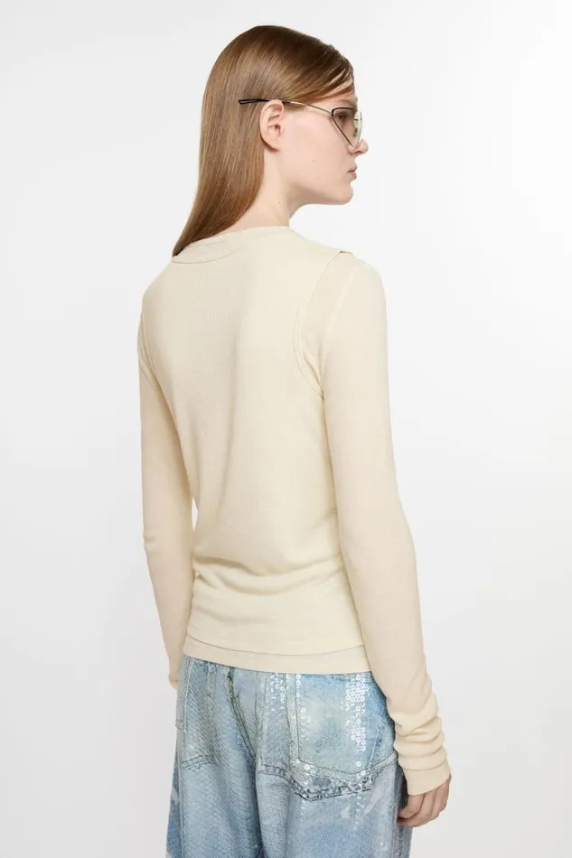 Acne Studios Doublelayered Long Sleeve Tshirt Ecru Beige Woman Tshirts