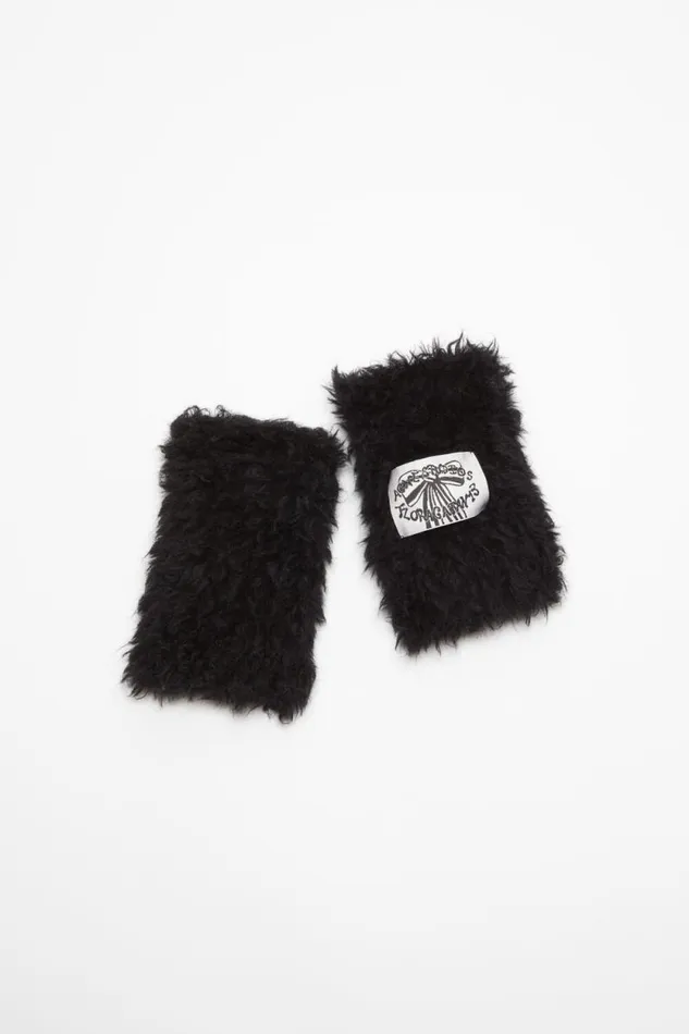 Acne Studios Fluffy Mittens Black Woman Other Accessories