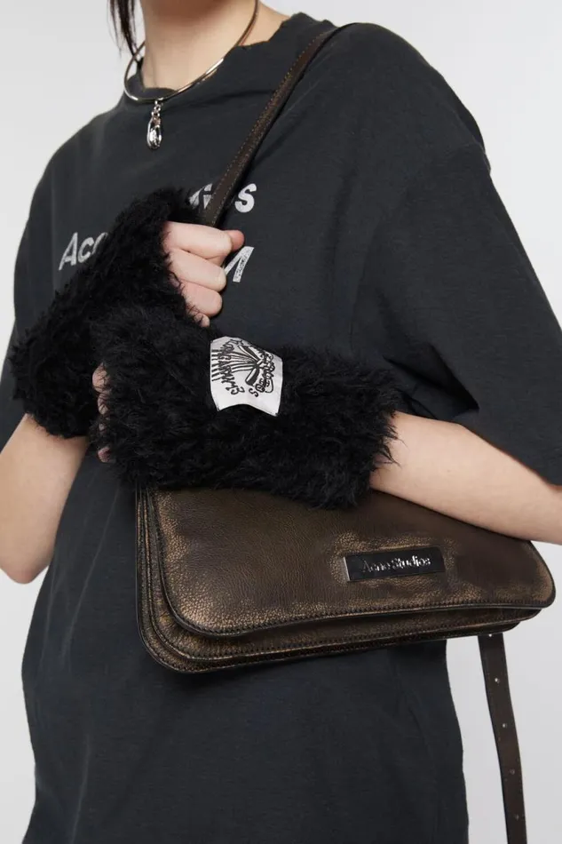 Acne Studios Fluffy Mittens Black Woman Other Accessories