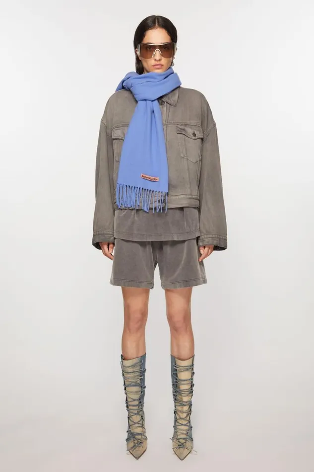 Acne Studios Fringe Wool Scarf 8211 Narrow Sweet Blue Man Scarves