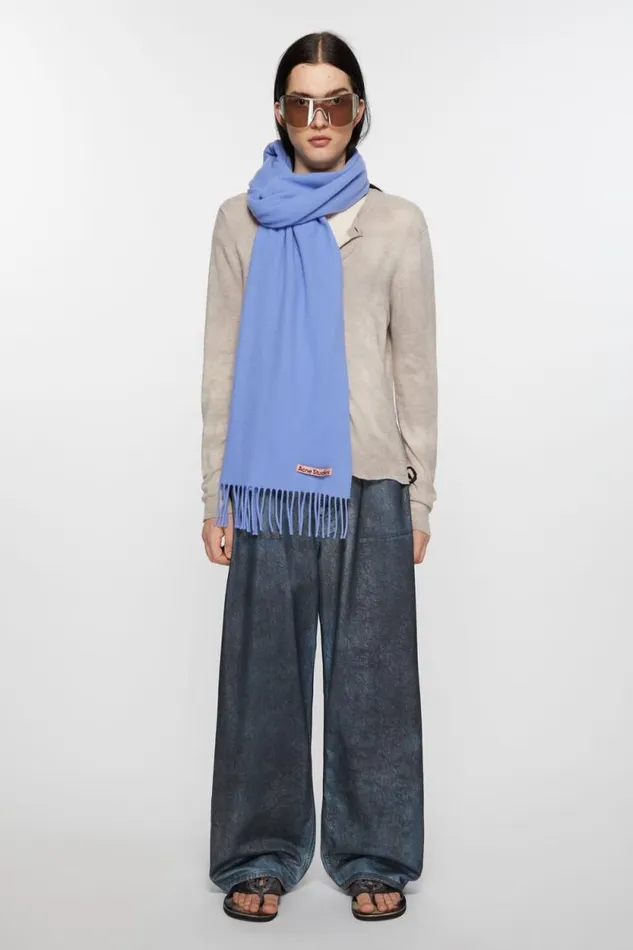 Acne Studios Fringe Wool Scarf 8211 Narrow Sweet Blue Man Scarves