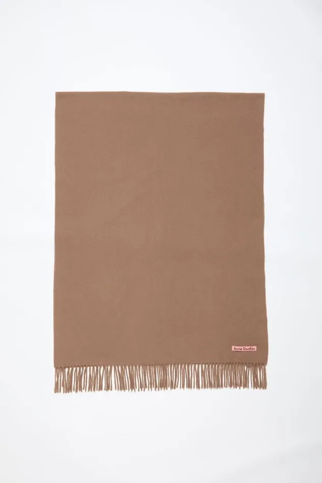 Acne Studios Fringe Wool Scarf 8211 Oversized Caramel Brown Woman Scarves