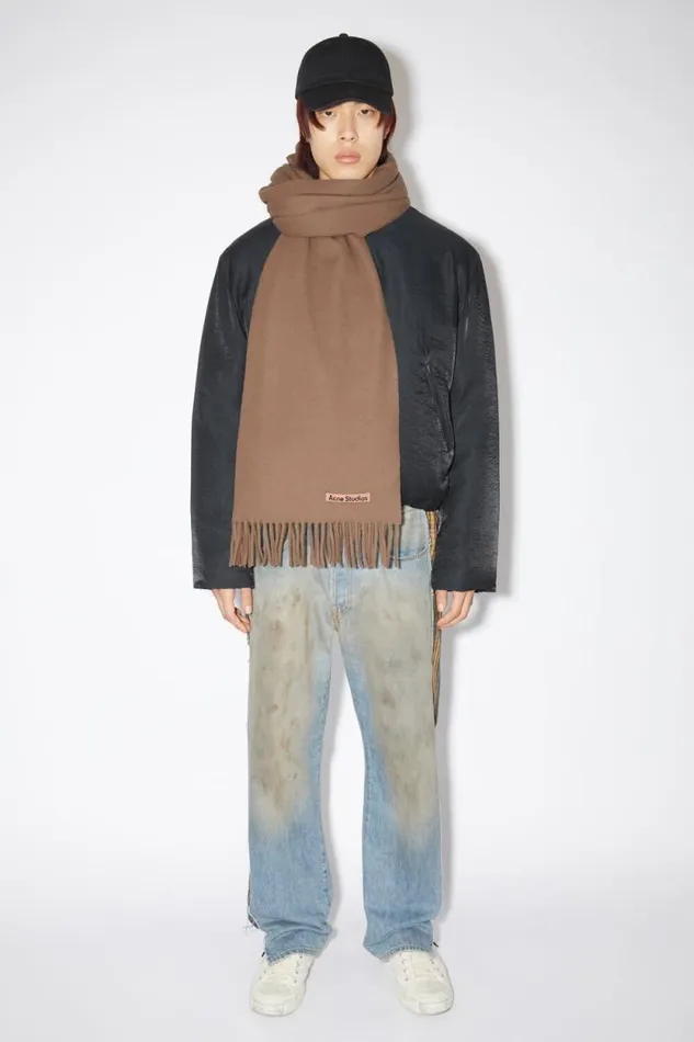 Acne Studios Fringe Wool Scarf 8211 Oversized Caramel Brown Woman Scarves