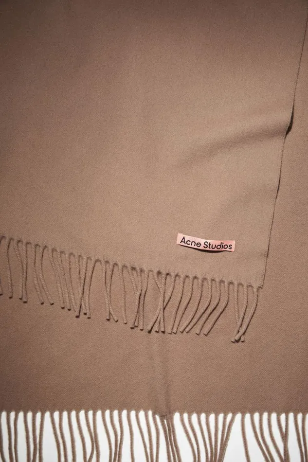 Acne Studios Fringe Wool Scarf 8211 Oversized Caramel Brown Woman Scarves