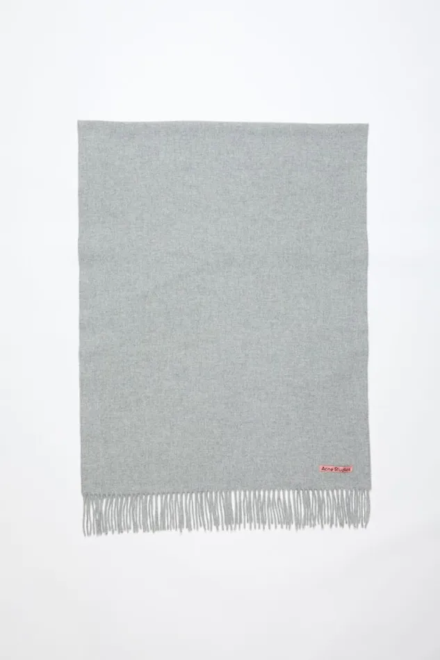 Acne Studios Fringe Wool Scarf 8211 Oversized Light Grey Melange Woman Scarves