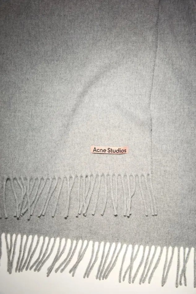 Acne Studios Fringe Wool Scarf 8211 Oversized Light Grey Melange Woman Scarves