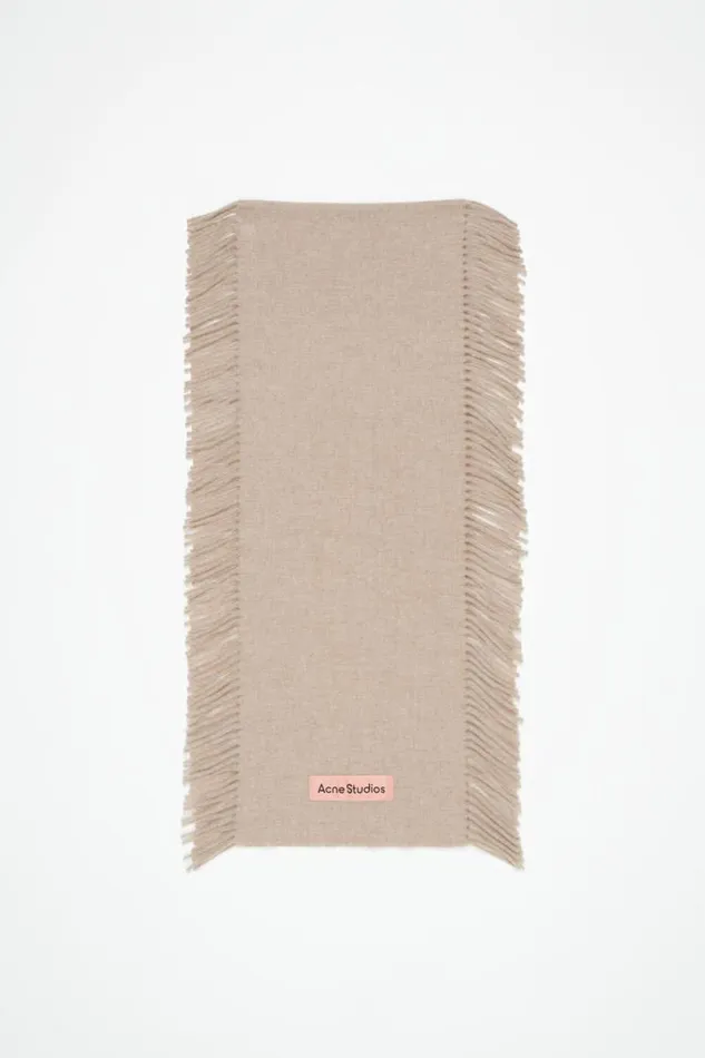 Acne Studios Fringe Wool Scarf Oatmeal Melange Man Scarves
