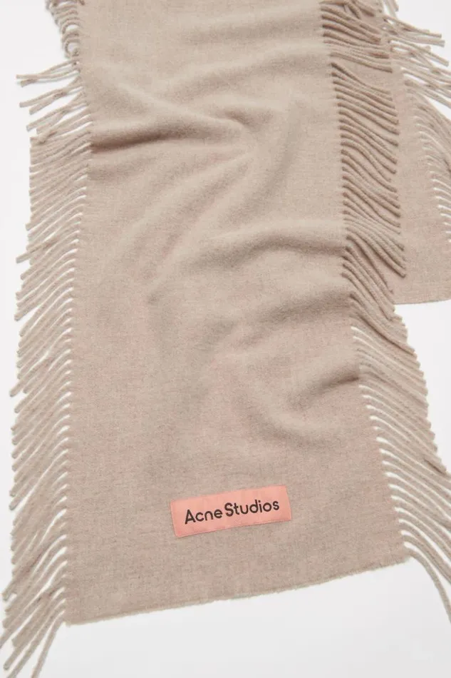 Acne Studios Fringe Wool Scarf Oatmeal Melange Man Scarves