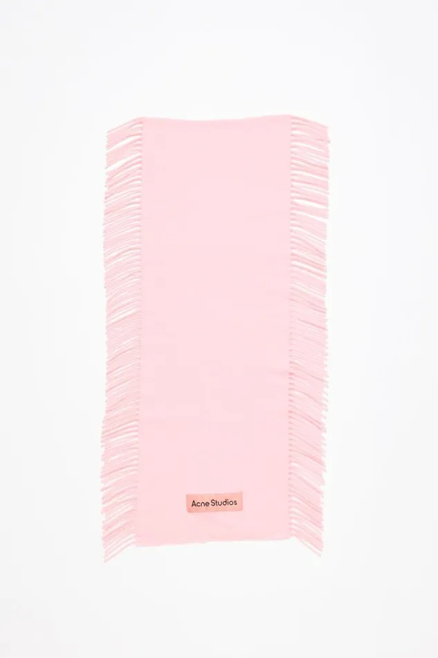 Acne Studios Fringe Wool Scarf Pink Man Scarves