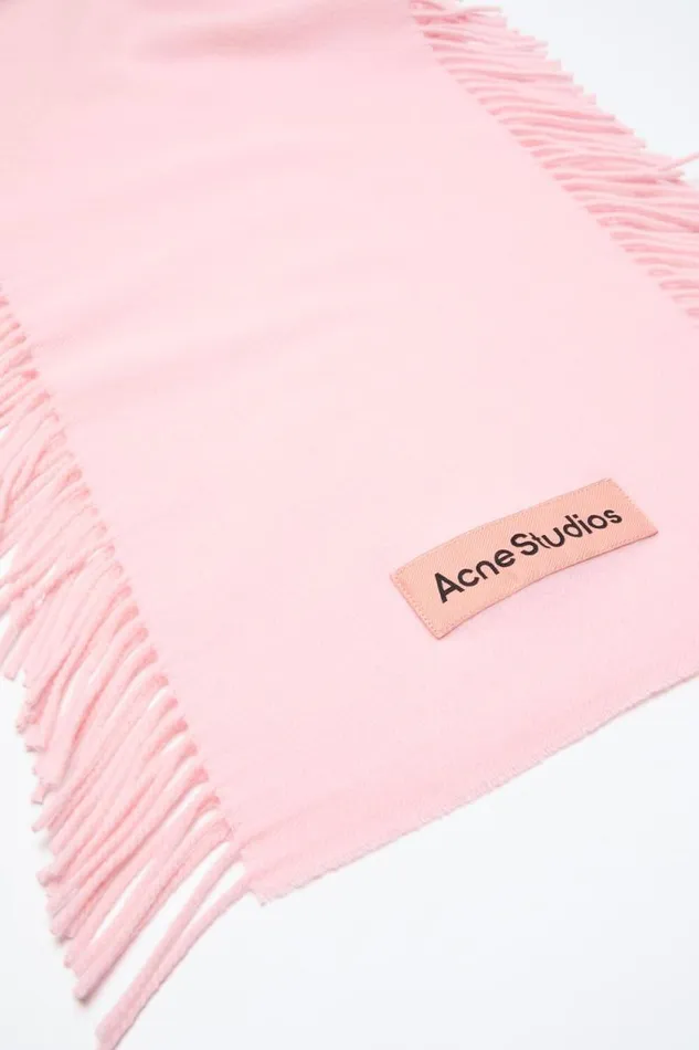 Acne Studios Fringe Wool Scarf Pink Man Scarves