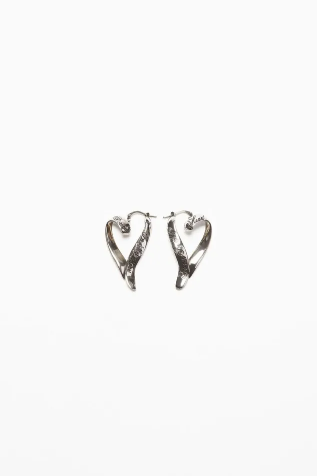 Acne Studios Heart Hoops Antique Silver Man Jewellery