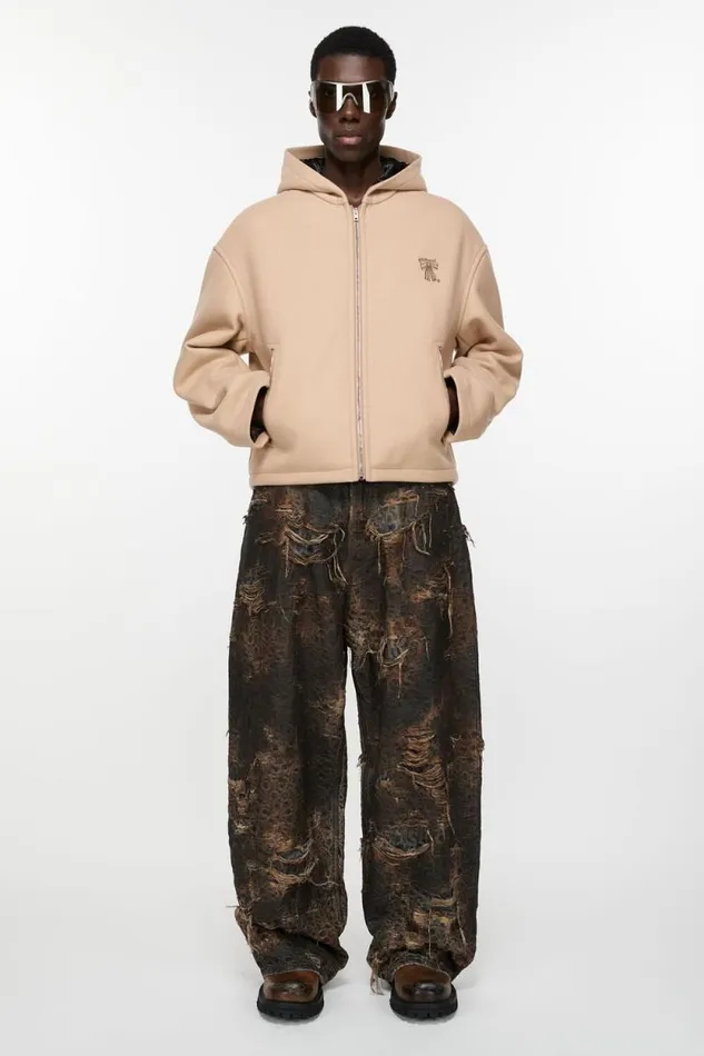 Acne Studios Hooded Wool Jacket Camel Beige Man Outerwear