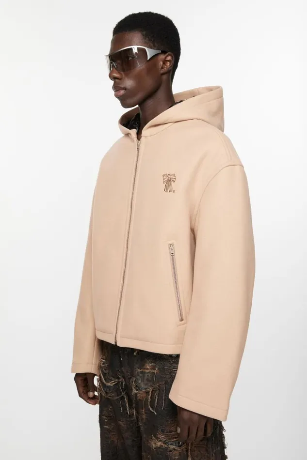 Acne Studios Hooded Wool Jacket Camel Beige Man Outerwear