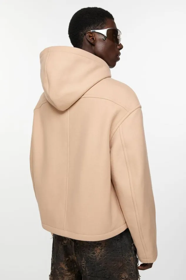 Acne Studios Hooded Wool Jacket Camel Beige Man Outerwear