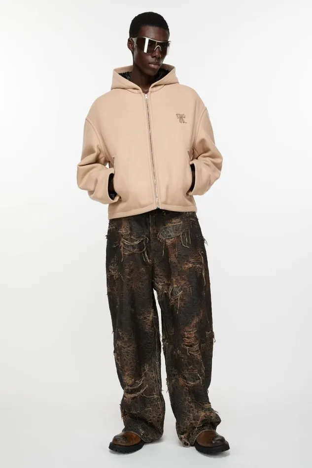 Acne Studios Hooded Wool Jacket Camel Beige Man Outerwear