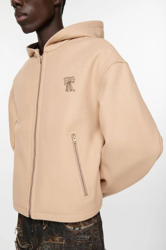 Acne Studios Hooded Wool Jacket Camel Beige Man Outerwear