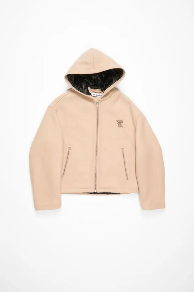 Acne Studios Hooded Wool Jacket Camel Beige Man Outerwear