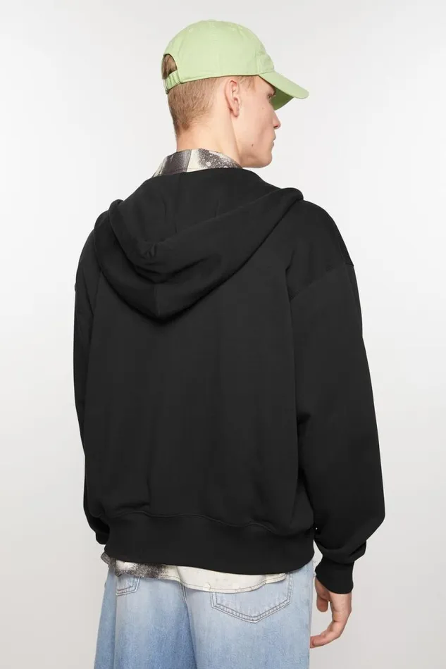 Acne Studios Hooded Zip Sweater Black Man Sweatshirts
