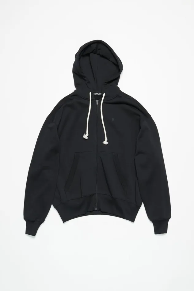 Acne Studios Hooded Zip Sweater Black Man Sweatshirts