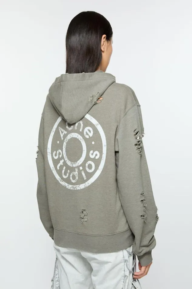 Acne Studios Hooded Zipper Sweater Moss Green Woman Sweatshirts