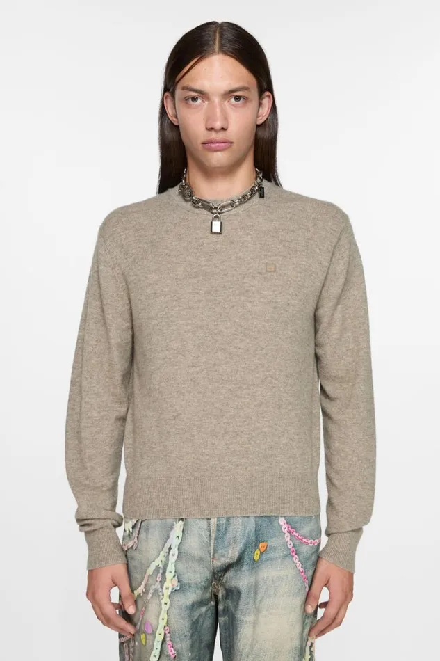 Acne Studios Jumper Yak Wool Greige Melange Man Knitwear