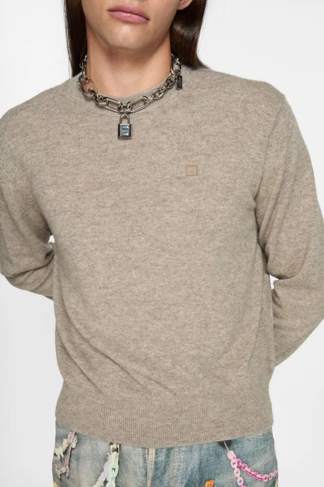 Acne Studios Jumper Yak Wool Greige Melange Man Knitwear