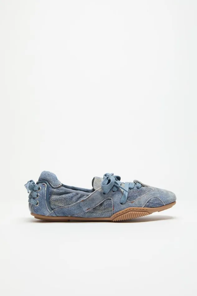 Acne Studios Laceup Leather Shoes Light Blue Woman Shoes