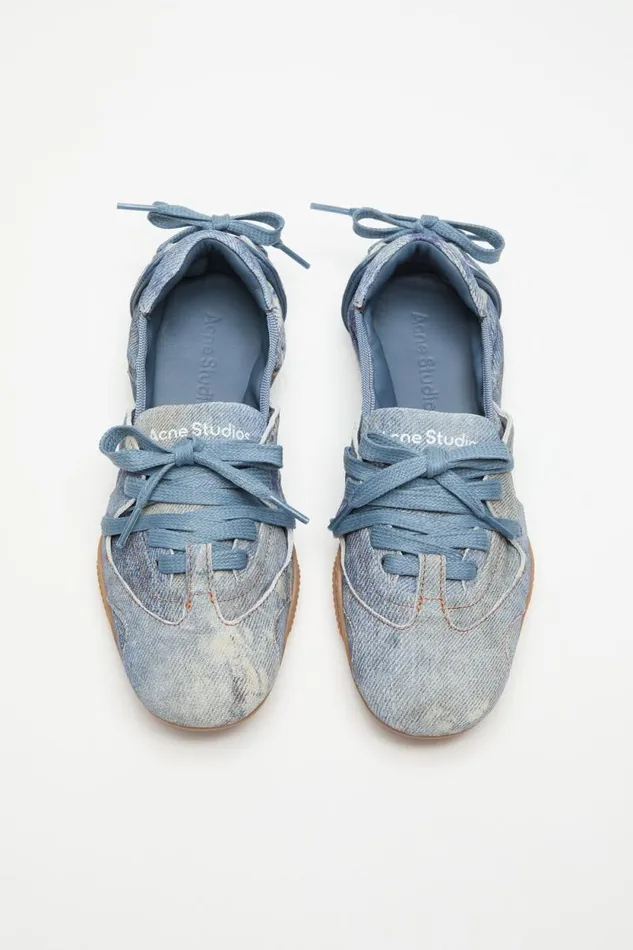 Acne Studios Laceup Leather Shoes Light Blue Woman Shoes