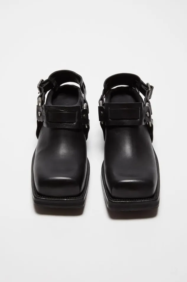 Acne Studios Leather Buckle Mule Black Woman Shoes