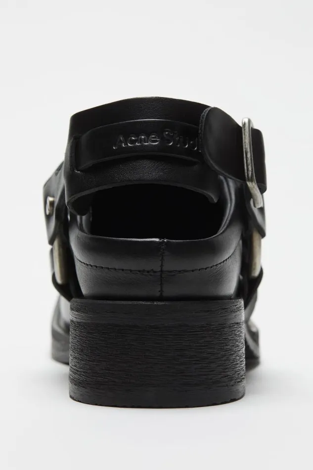 Acne Studios Leather Buckle Mule Black Woman Shoes
