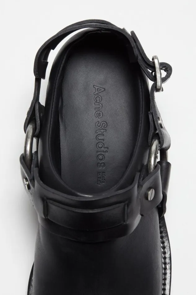 Acne Studios Leather Buckle Mule Black Woman Shoes