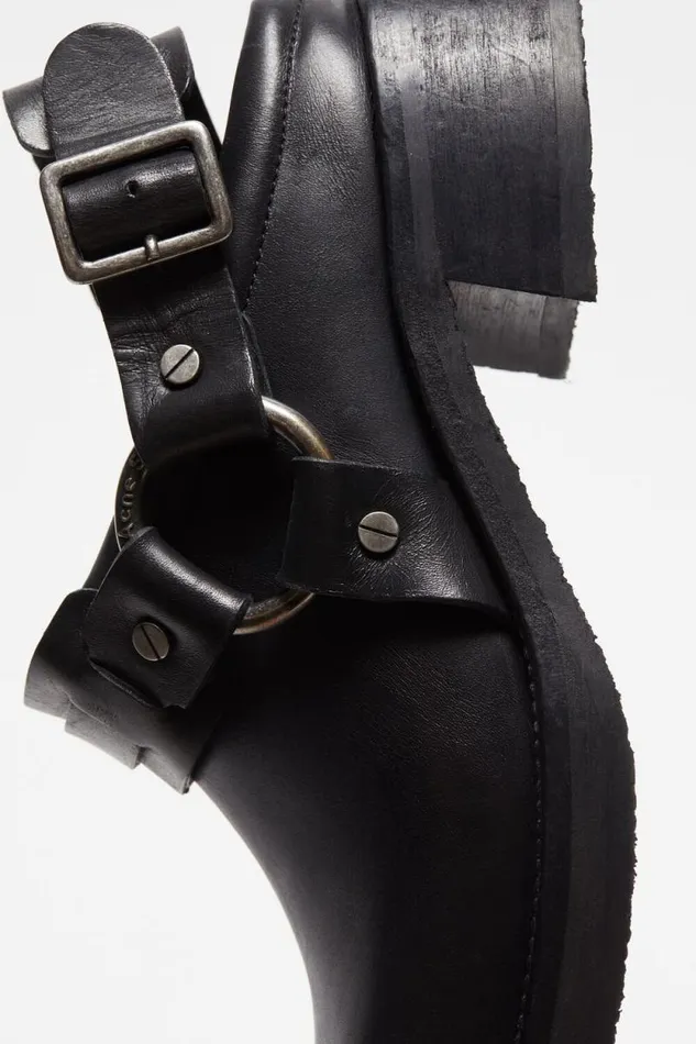 Acne Studios Leather Buckle Mule Black Woman Shoes